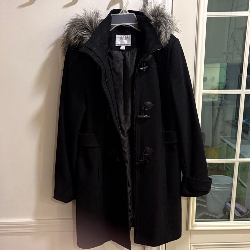 Nautica Black Jacket with Faux Fur Trim